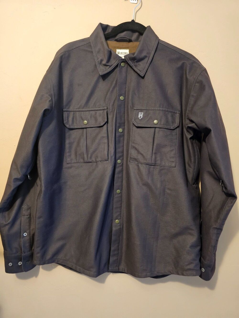 Heybo Button Shirt Mens brown Outdoor Hunting, size L